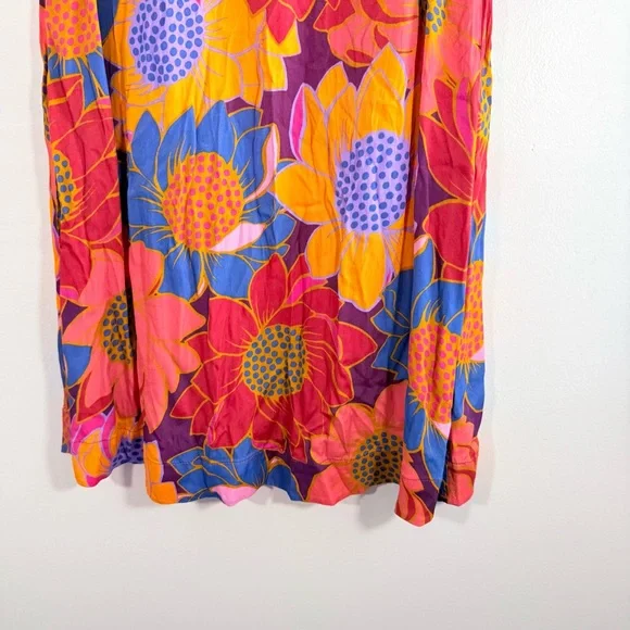 Farm Rio Vibrant Multicolor Sunflower Floral Print Midi Skirt XS - Picture 6 of 13